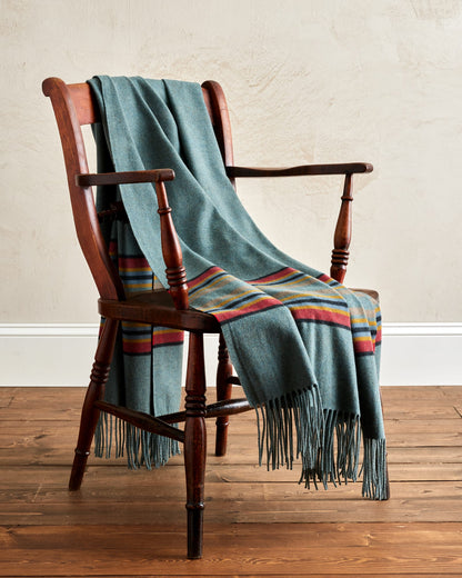 Stripe 5TH Avenue Merino Throw | Green Heather