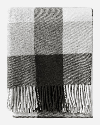 Eco-Wise Wool Fringed Throw | Black/Ivory