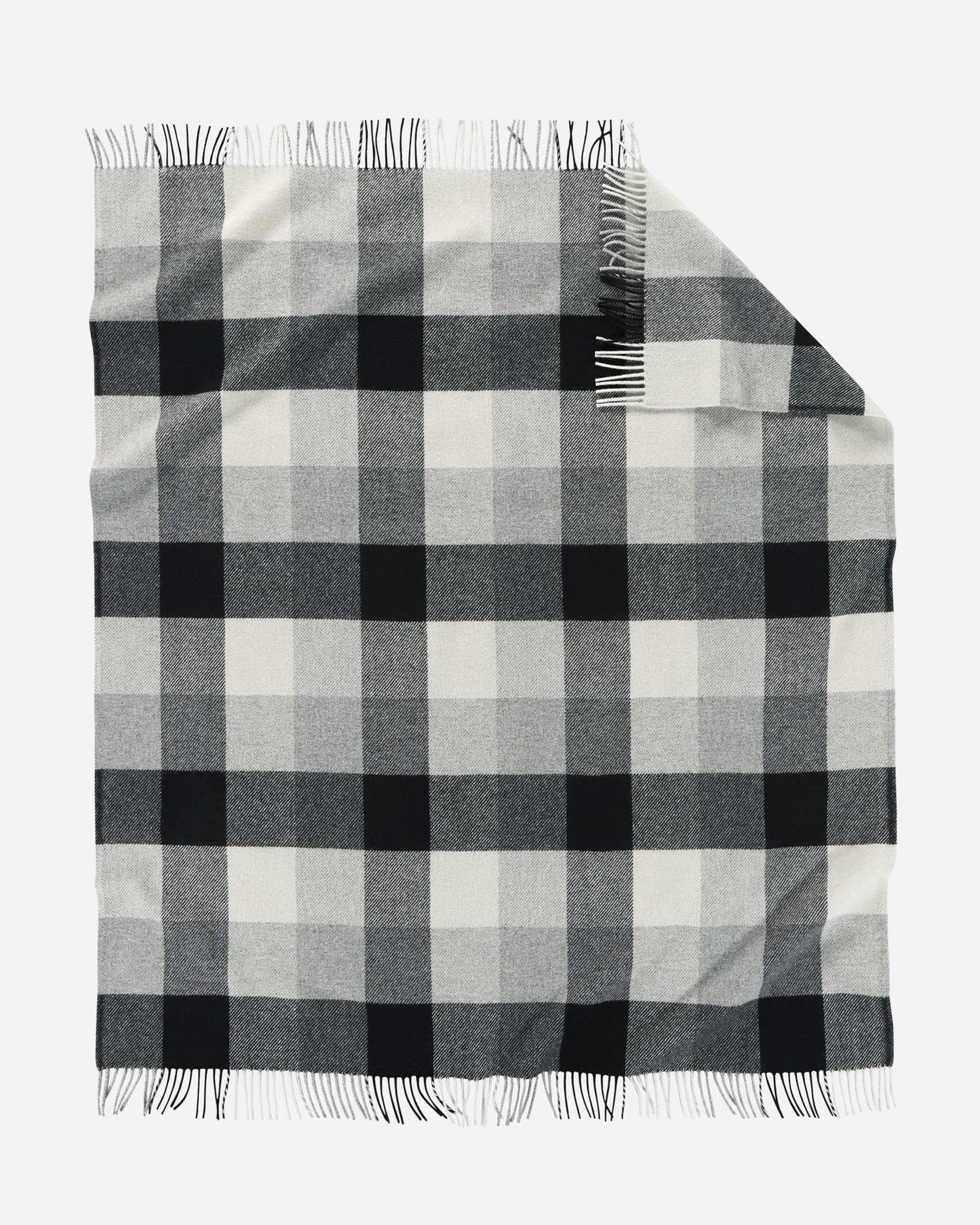 Eco-Wise Wool Fringed Throw | Black/Ivory
