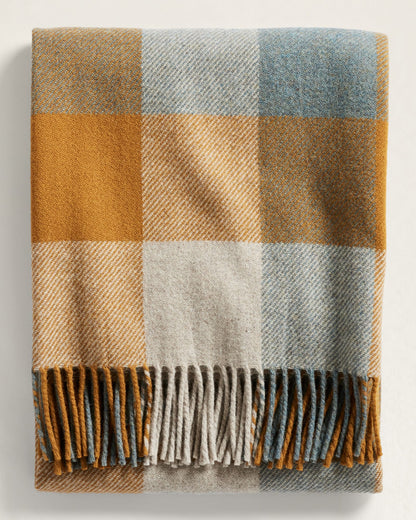 Eco-Wise Wool Fringed Throw | Shale/Copper