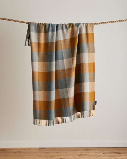 Eco-Wise Wool Fringed Throw | Shale/Copper
