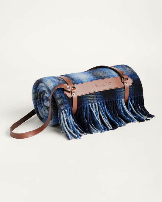 Motor Robe Throw With Leather Carrier | Midnight Ombre