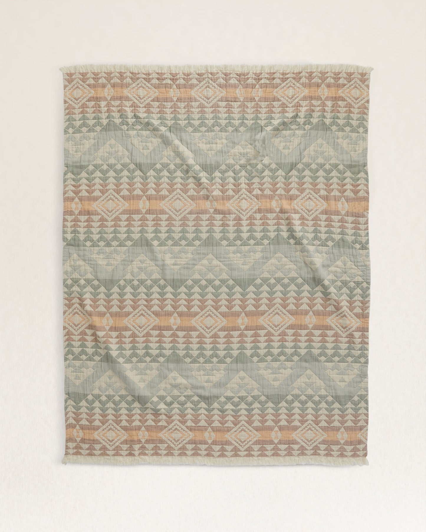 Organic Cotton Fringed Throw | Highland Peak Aqua