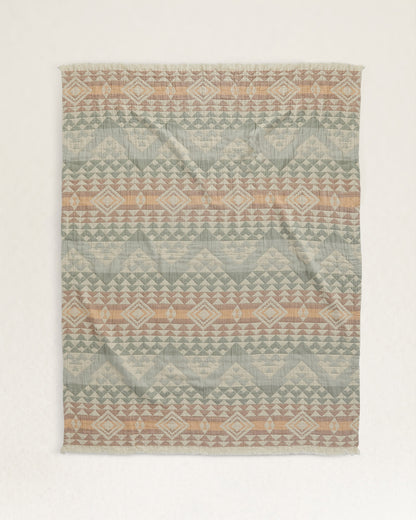 Organic Cotton Fringed Throw | Highland Peak Aqua