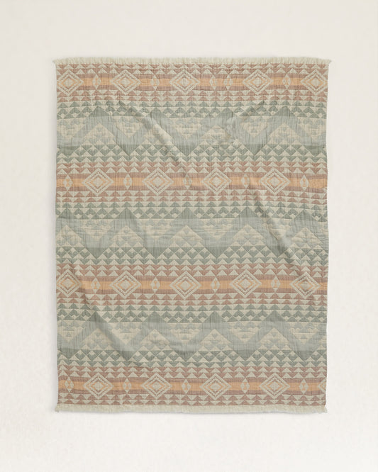 Organic Cotton Fringed Throw | Highland Peak Aqua
