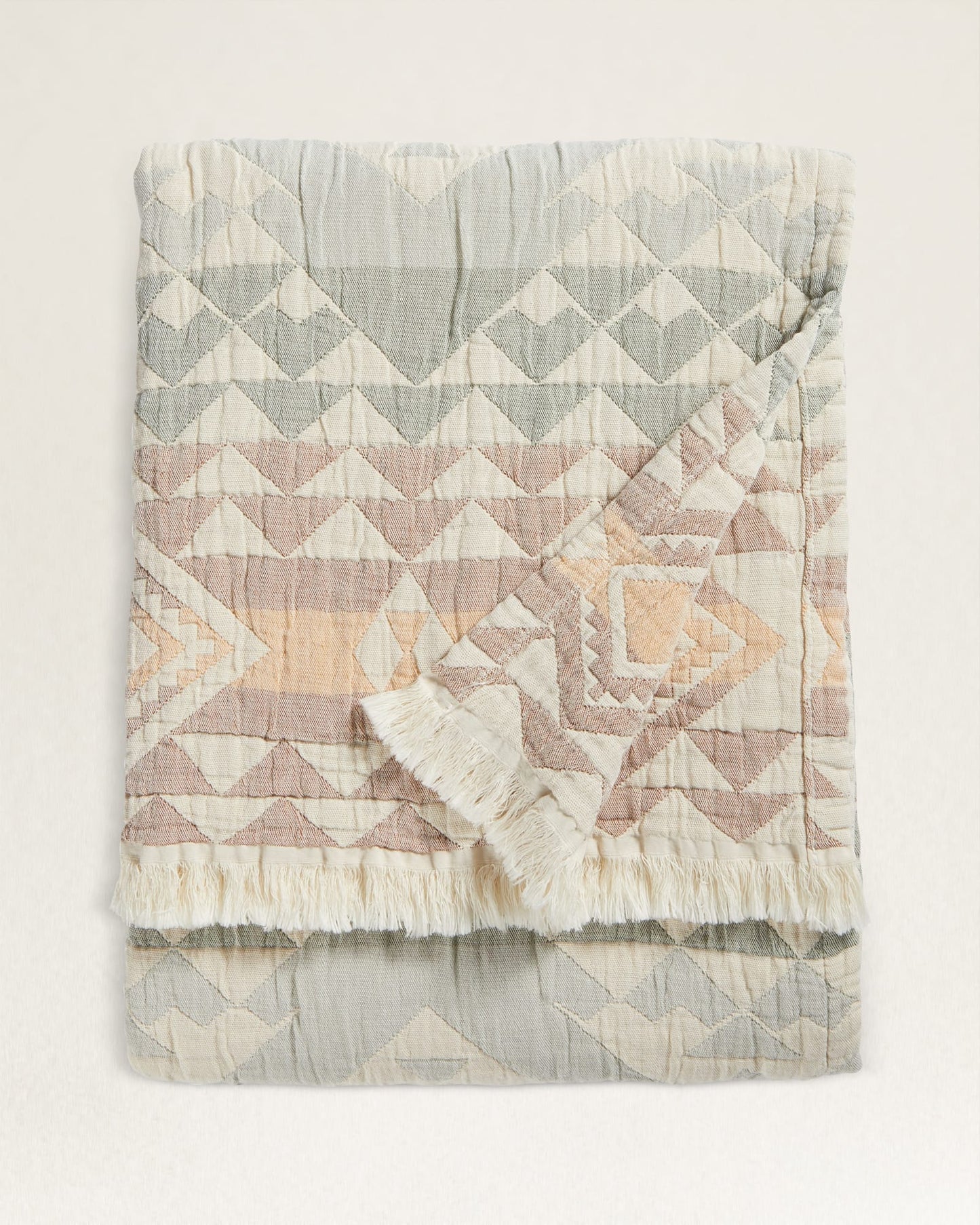 Organic Cotton Fringed Throw | Highland Peak Aqua
