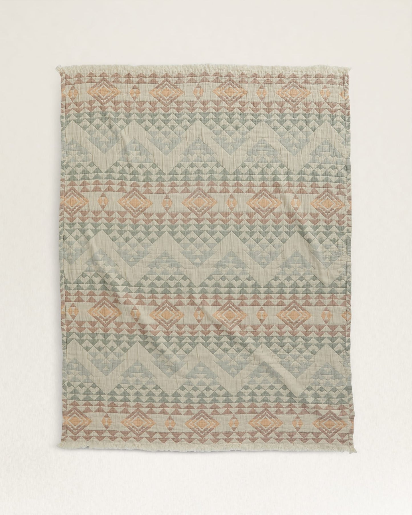 Organic Cotton Fringed Throw | Highland Peak Aqua