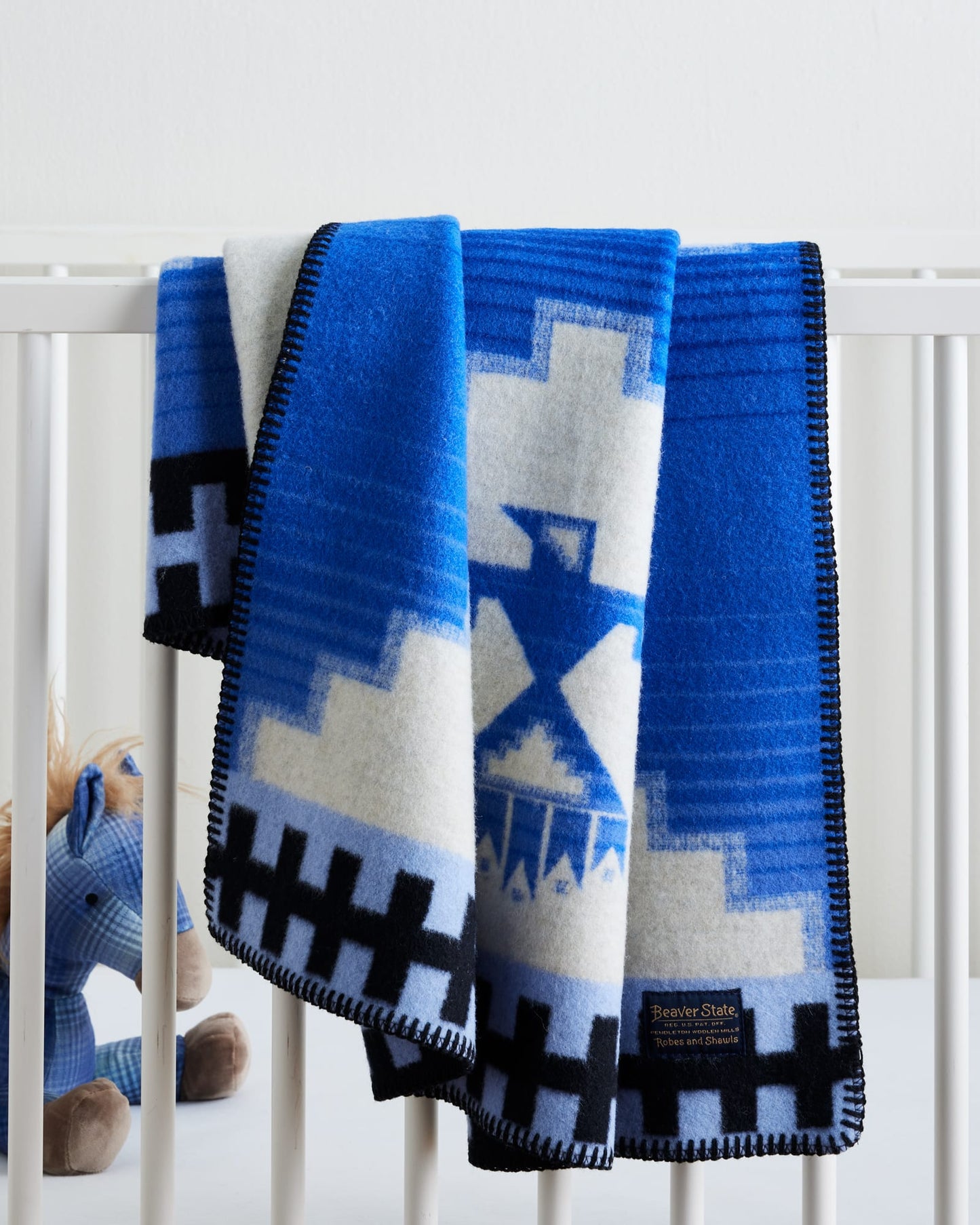 Morning Storm Blue/White Crib Blanket