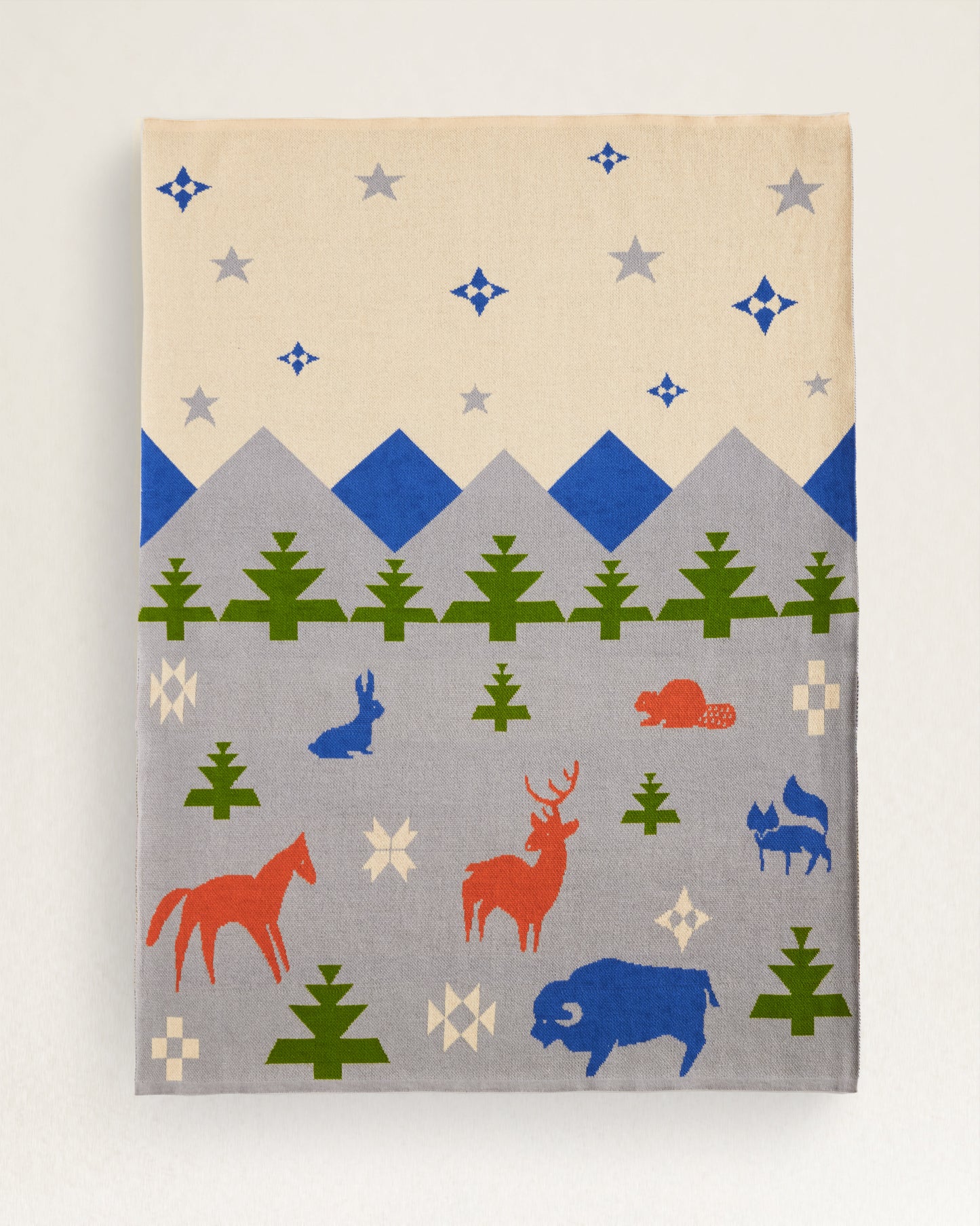 Shared Path Knit Baby Blanket With Beanie | Grey