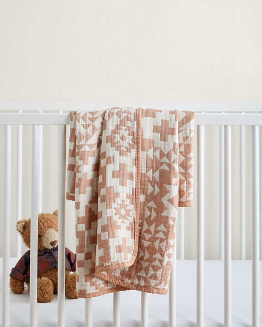 Blue Ridge Organic Cotton Baby Blanket | Pink/Cream