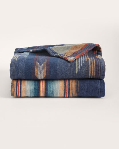 Wyeth Falls/Stripe Organic Cotton Throw Gift Pack | Denim