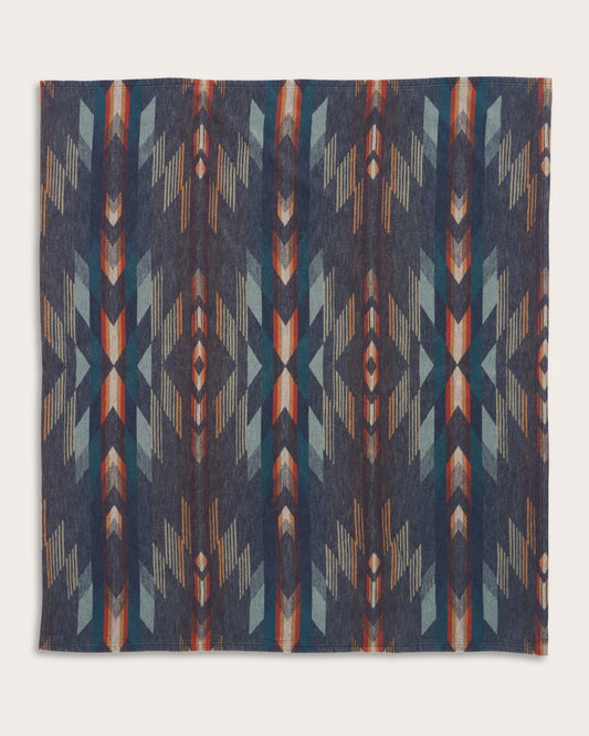 Wyeth Falls/Stripe Organic Cotton Throw Gift Pack | Denim