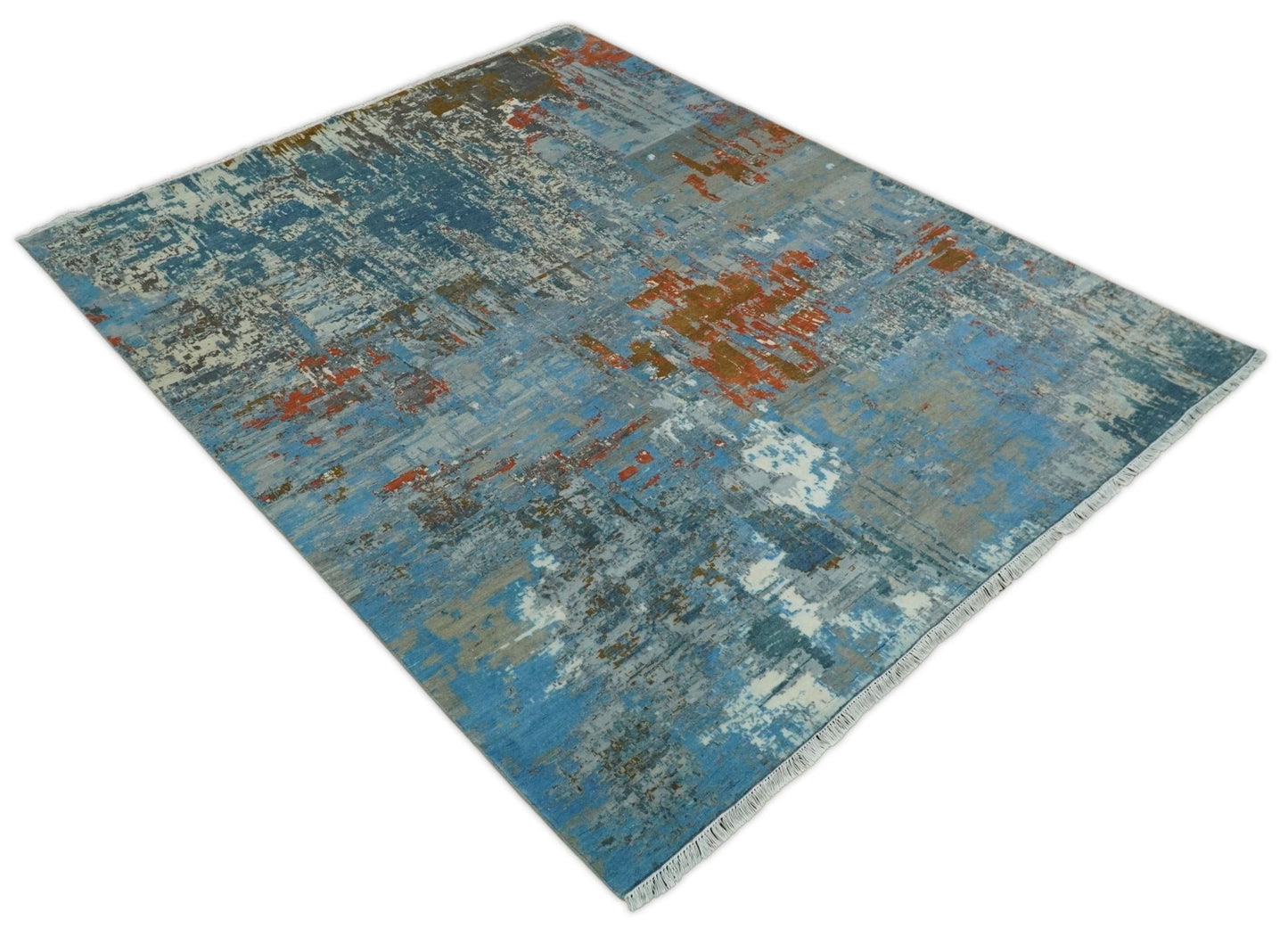 8x10 Fine Hand Knotted Abstract Rug