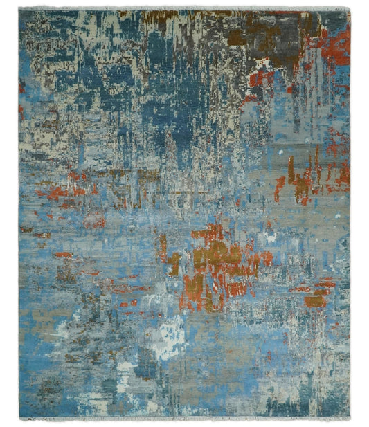 8x10 Fine Hand Knotted Abstract Rug