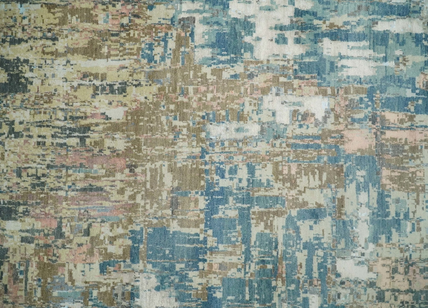 9x12 Fine Hand Knotted Brown Multicolor Modern Abstract Wool Area Rug | AGR34