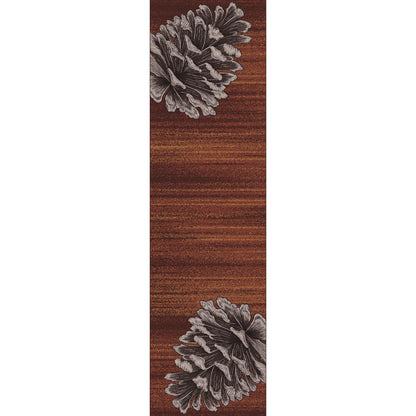 Courting Pine Cones Rug – Rust – room setting