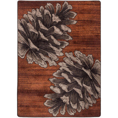 Courting Pine Cones Rug – Rust – cabin lodge area rug