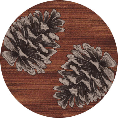 Courting Pine Cones Rug – Rust – close up