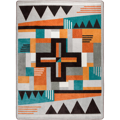 Abstract Cross Rug – Gray – cabin lodge area rug