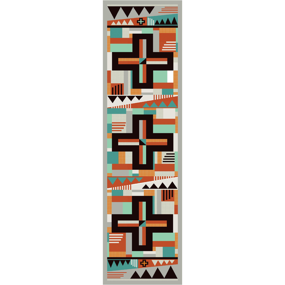 Abstract Cross Rug – Gray – room setting