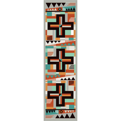 Abstract Cross Rug – Gray – room setting