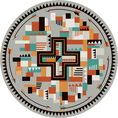 Abstract Cross Rug – Gray – close up