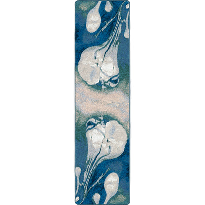 Abstract Jellyfish Rug – Ocean Blue – room setting