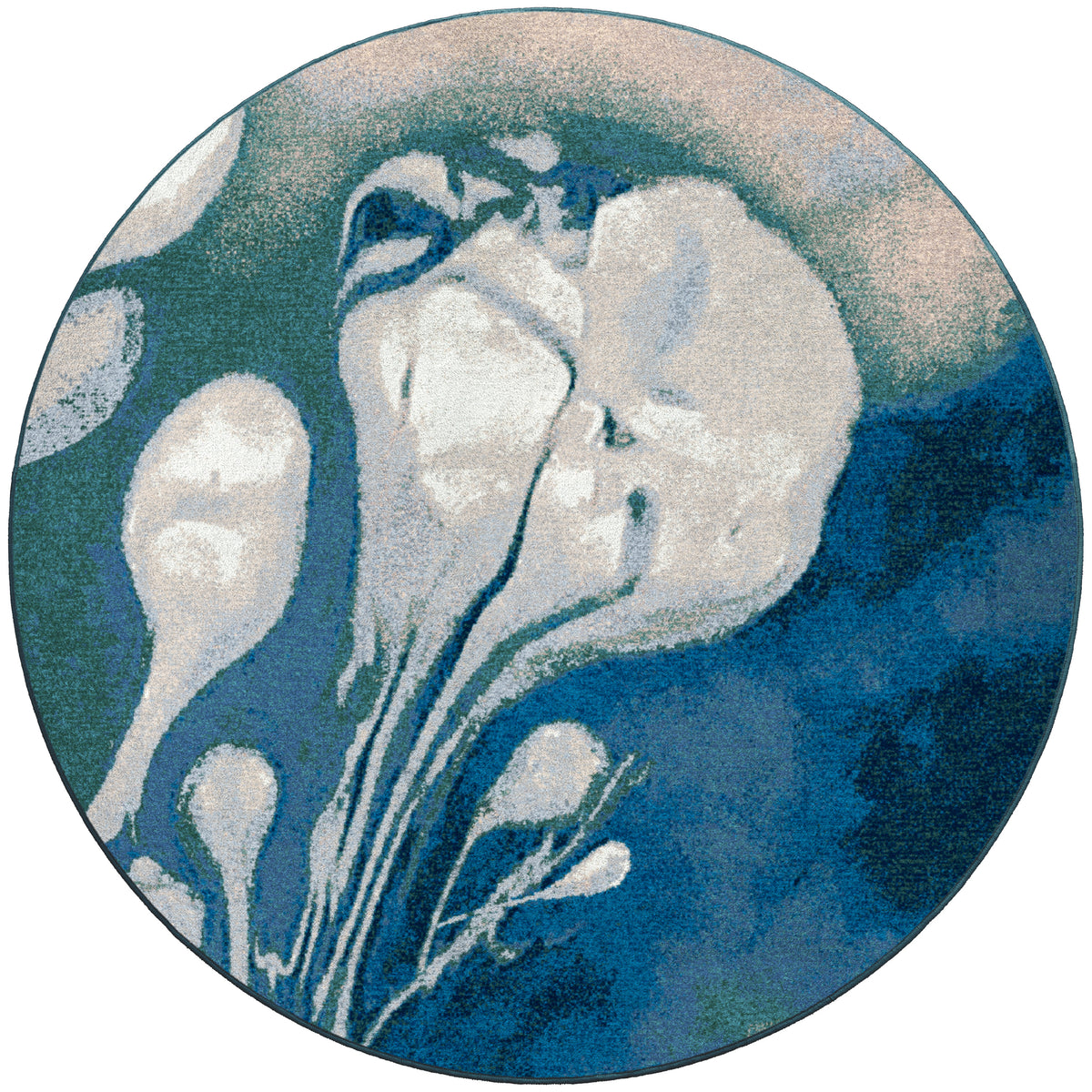 Abstract Jellyfish Rug – Ocean Blue – close up