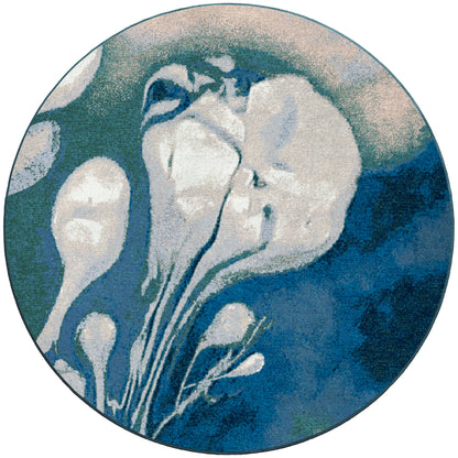 Abstract Jellyfish Rug – Ocean Blue – close up