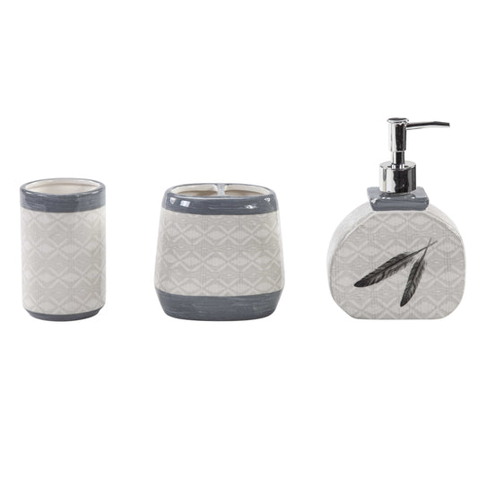 Feather Design Countertop Bathroom Set, 3 Pc