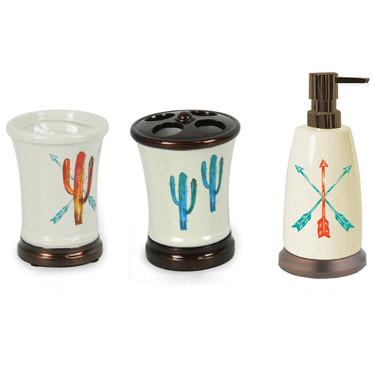 Cactus Ceramic Countertop Bathroom Set, 3 Pc