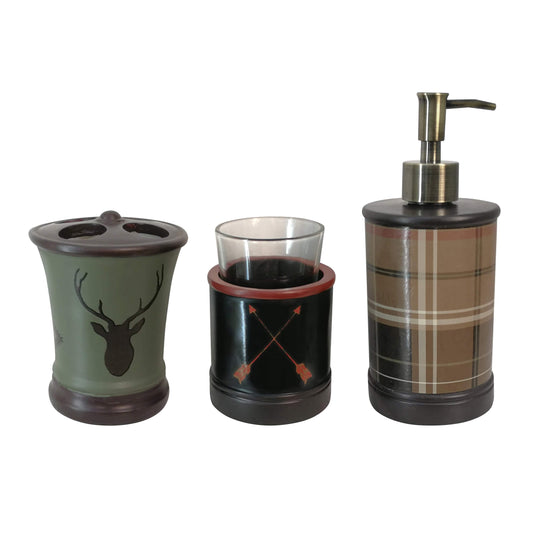 Aztec Bear Countertop Bathroom Set, 3 Pc