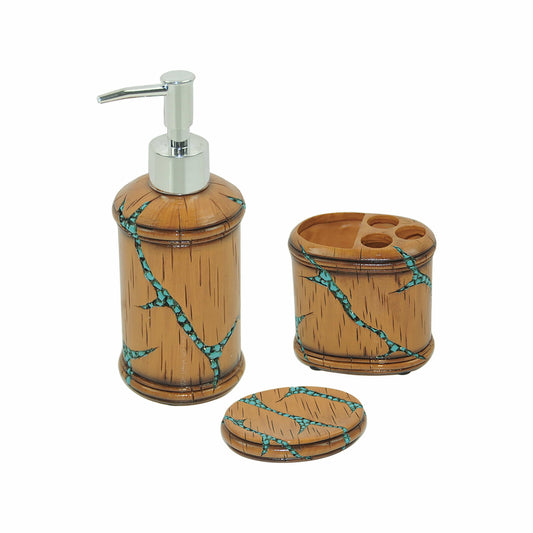 Turquoise Inlay Countertop Bathroom Set, 3 Pc