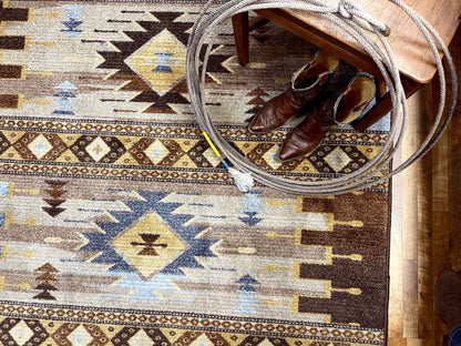 Barred Rug – Blue – room setting
