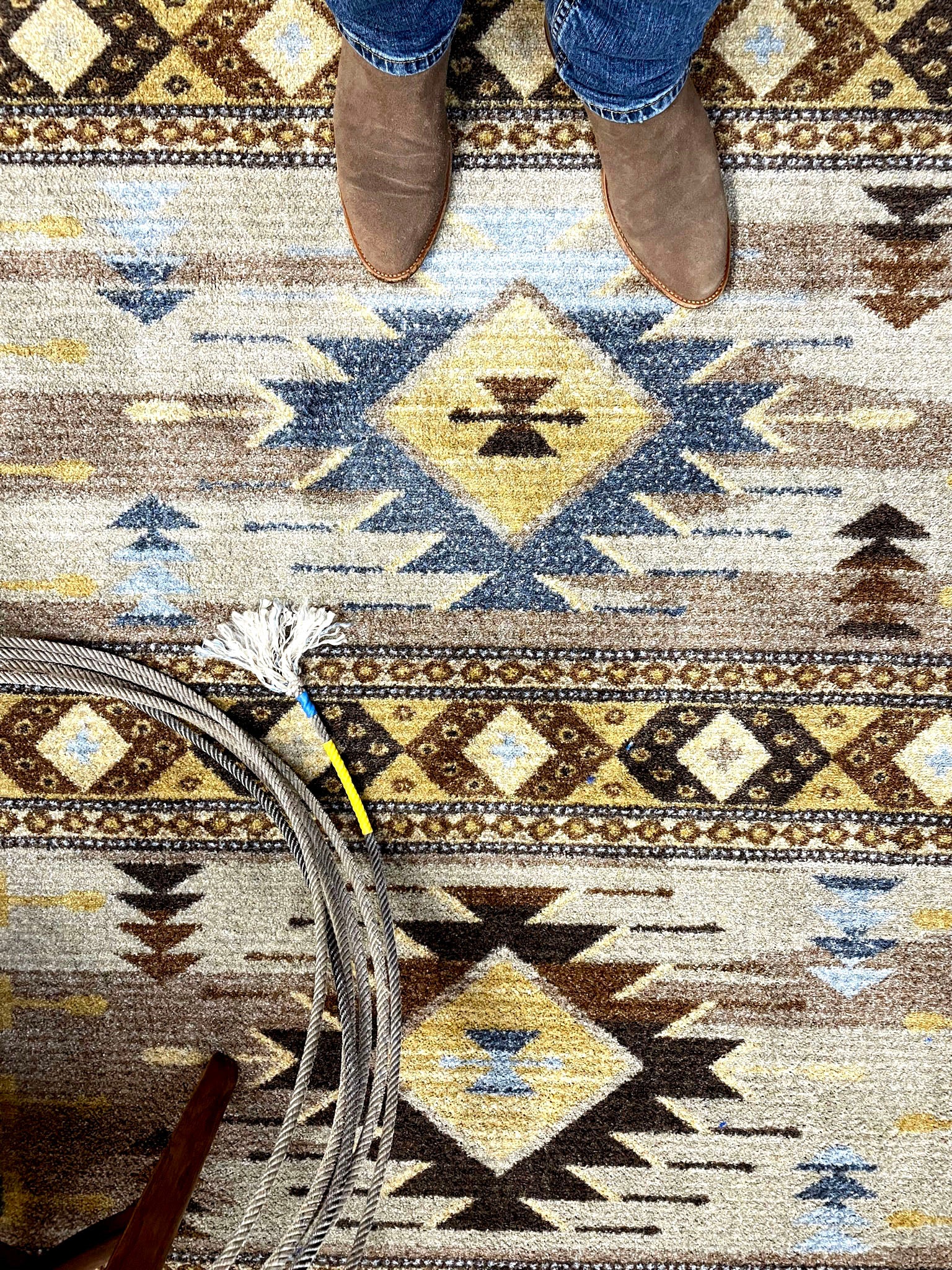 Barred Rug – Blue – close up