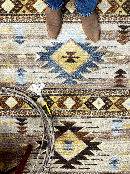 Barred Rug – Blue – close up