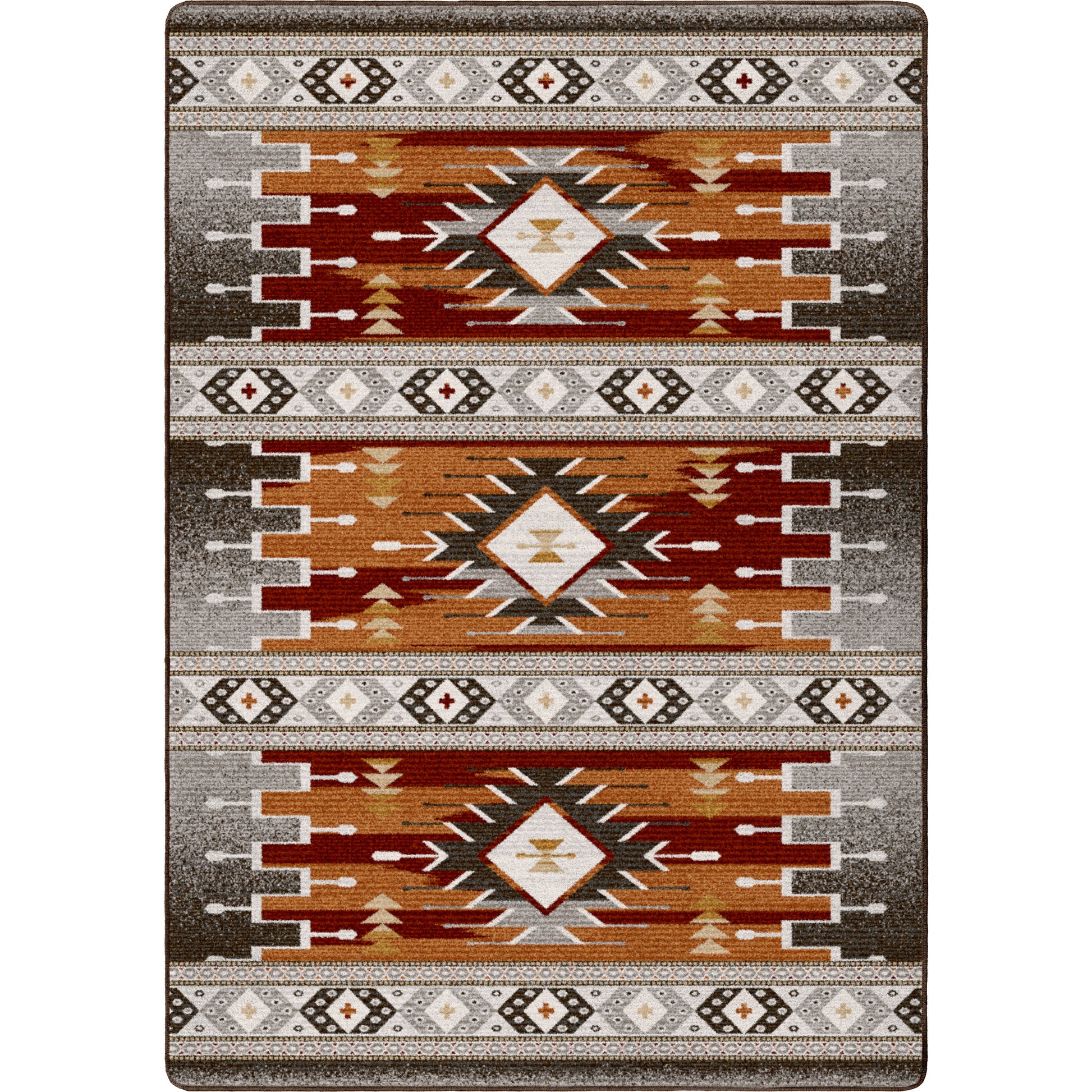 Barred Rug – Rust – cabin lodge area rug