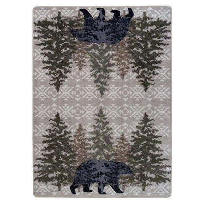 Bear Paradise Rug – Stone – cabin lodge area rug