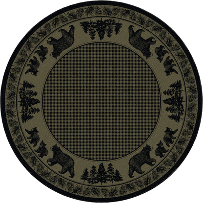 Bear Family Rug – Green – close up
