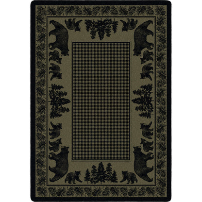 Bear Family Rug – Green – cabin lodge area rug