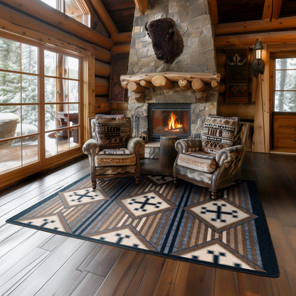 Bison Creek Rug – Black and Russet – detail view
