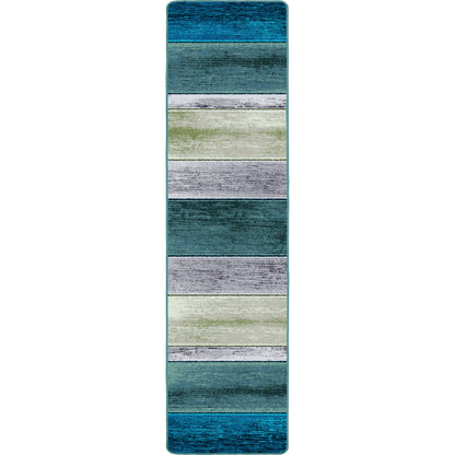 Bungalow Stripe Rug – Aqua – close up