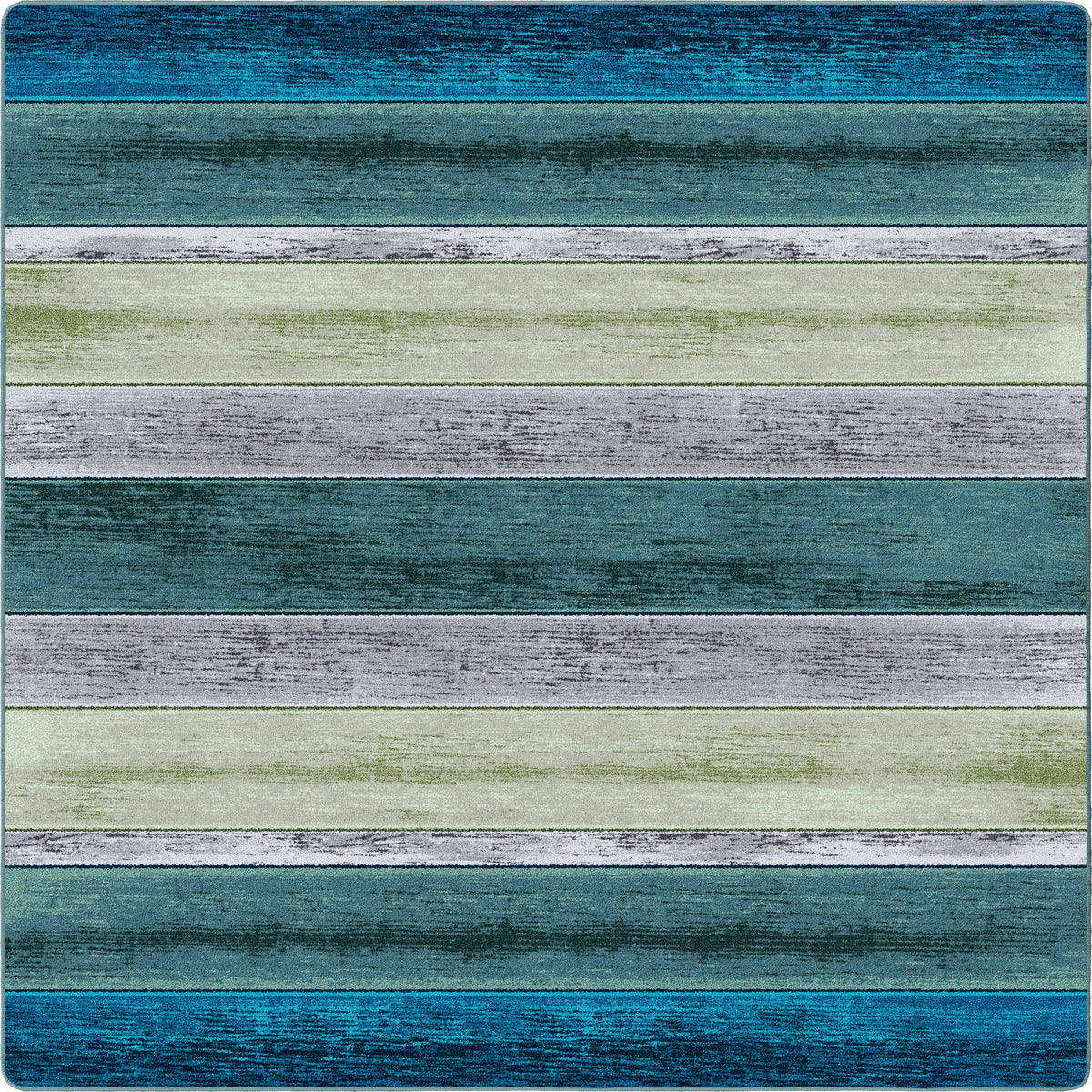 Bungalow Stripe Rug – Aqua – room setting
