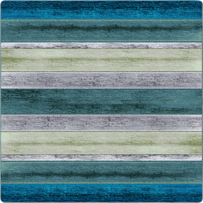 Bungalow Stripe Rug – Aqua – room setting