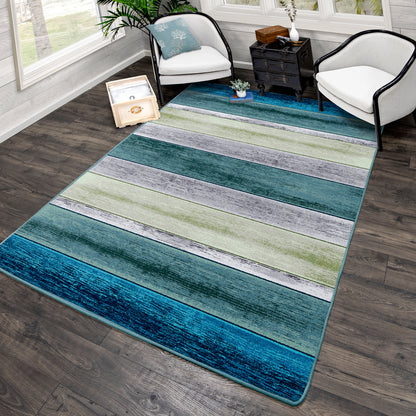 Bungalow Stripe Rug – Aqua – detail view