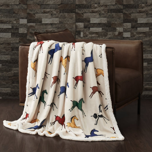 Wild Horses Campfire Sherpa Throw