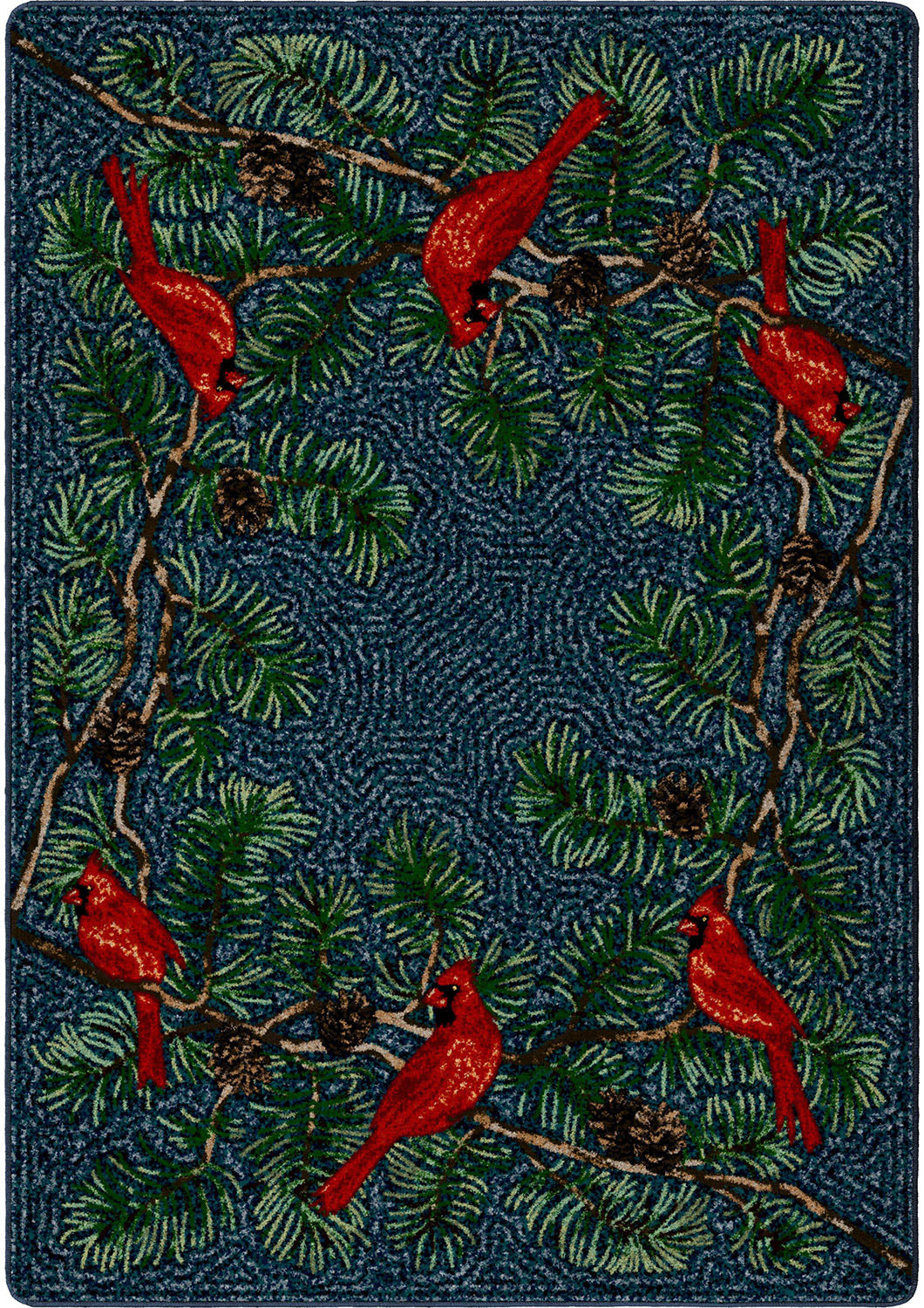 Cardinals Rug – Navy – cabin lodge area rug