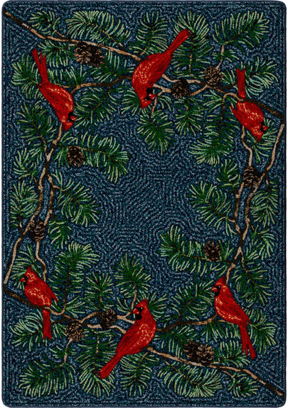 Cardinals Rug – Navy – cabin lodge area rug
