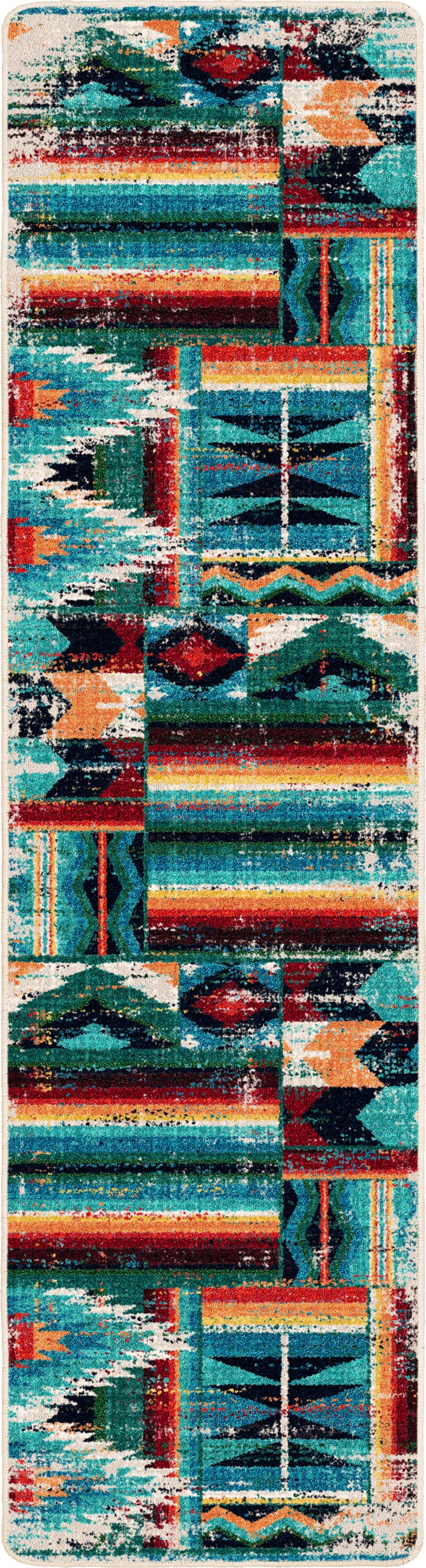 Caverns Rug – Turquoise Patchwork – close up