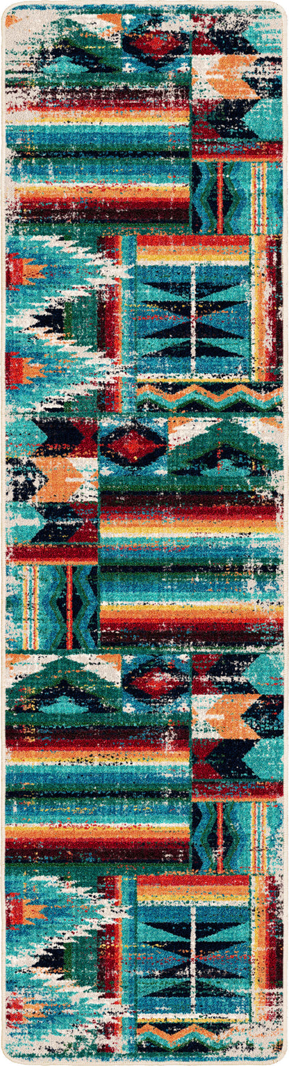 Caverns Rug – Turquoise Patchwork – close up